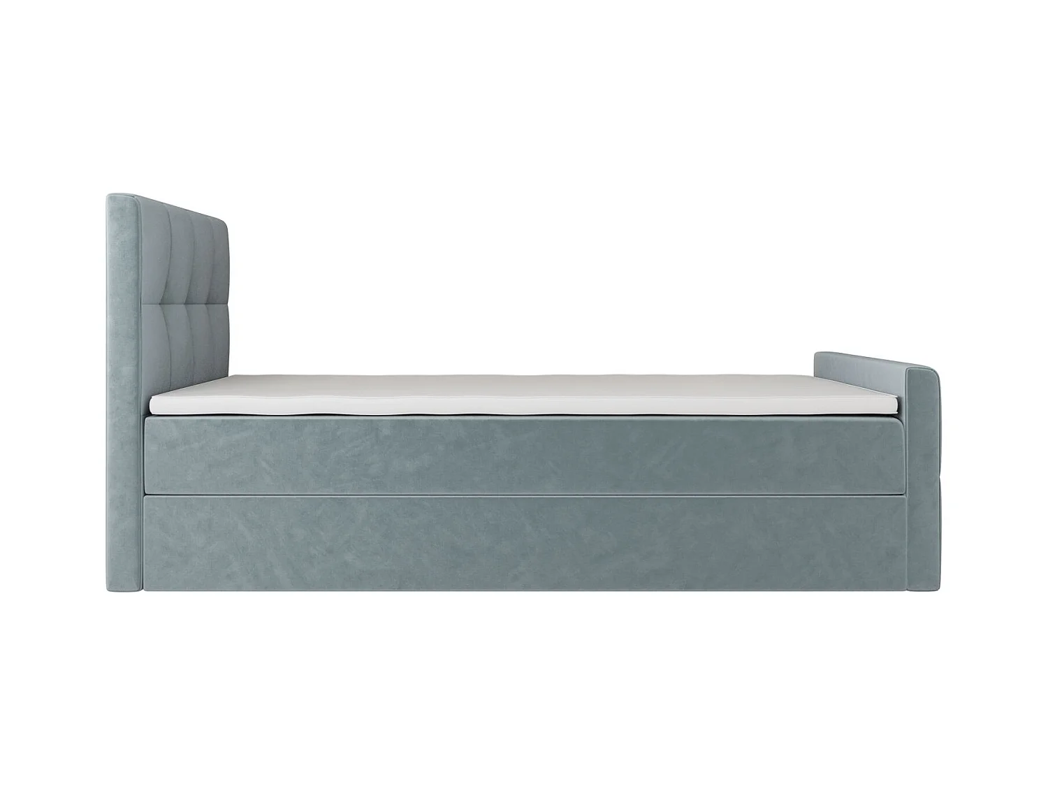 BEDANTE Lit Boxspring MANHATTAN 80x200 Monolith 72 Bleu Lit avec coffre Lit simple Lit d’hôtel Surmatelas Matelas Chambre Espace de rangement