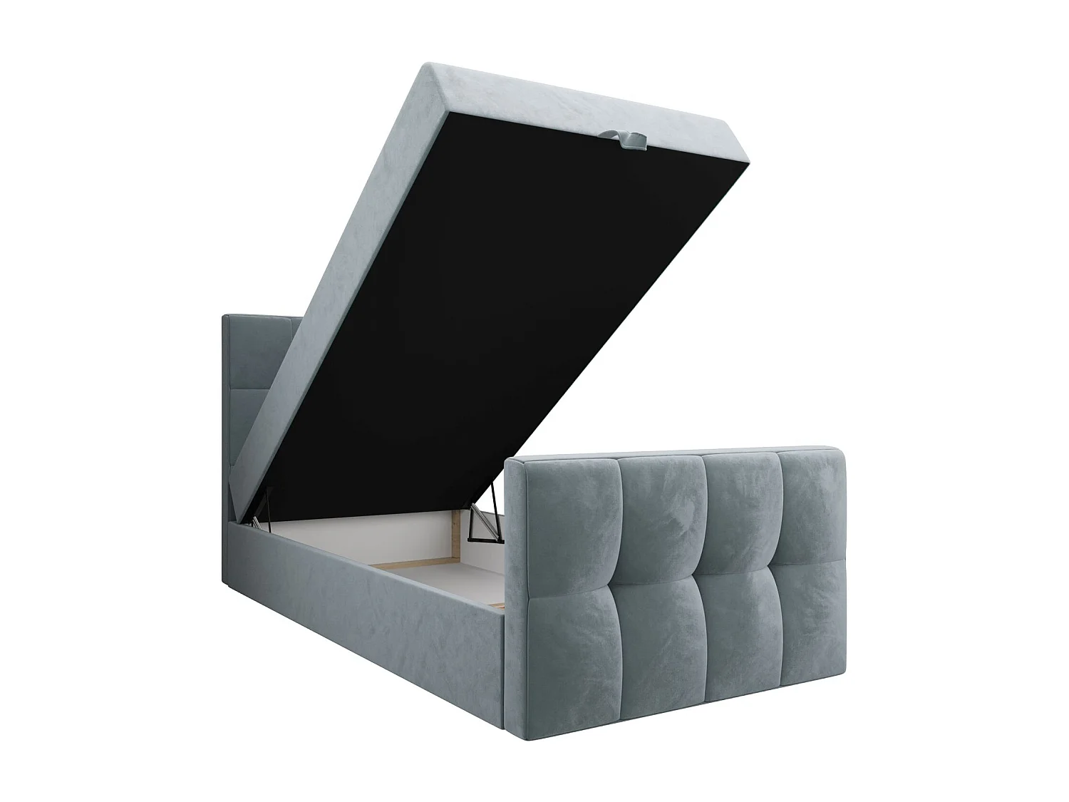 BEDANTE Lit Boxspring MANHATTAN 80x200 Monolith 72 Bleu Lit avec coffre Lit simple Lit d’hôtel Surmatelas Matelas Chambre Espace de rangement