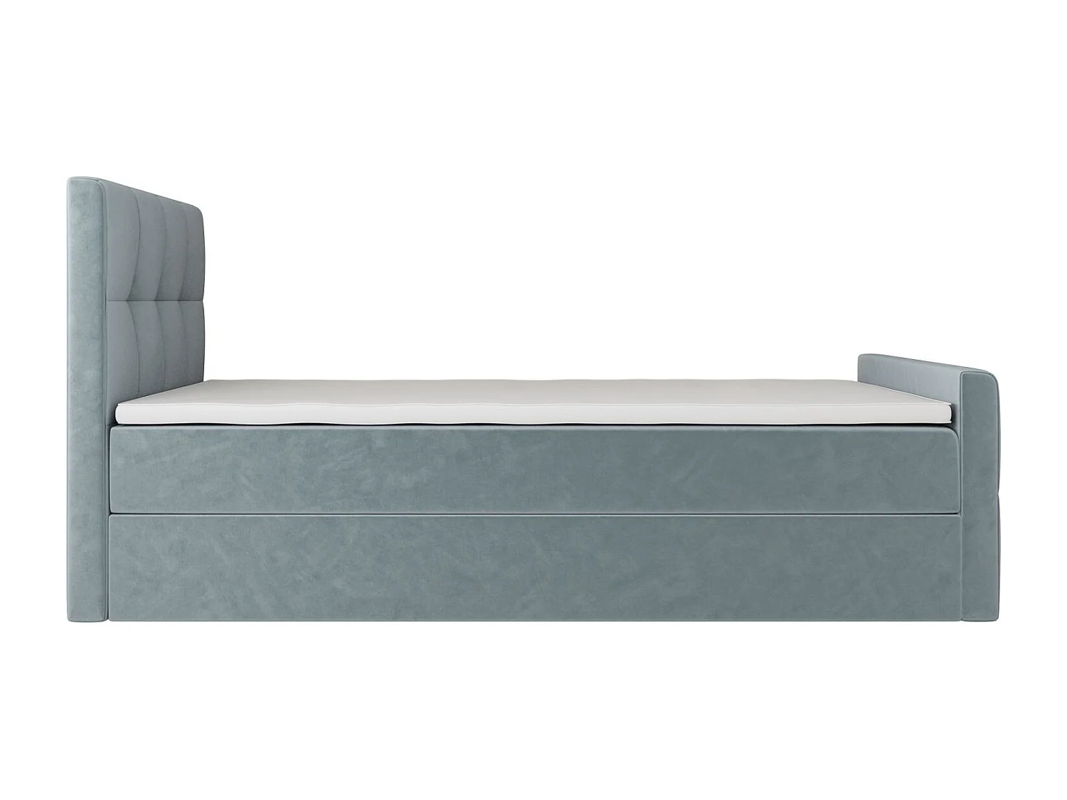 BEDANTE Lit Boxspring MANHATTAN 80x200 Monolith 72 Bleu Lit avec coffre Lit simple Lit d’hôtel Surmatelas Matelas Chambre Espace de rangement