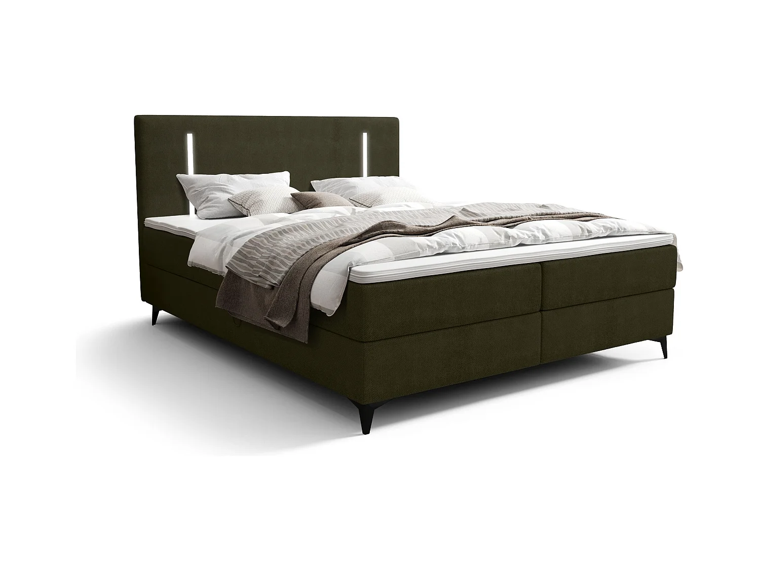 BEDANTE lit boxspring ONO 180x200 CURIO 39 vert lit coffre de lit lit double lit d'hôtel surmatelas matelas chambre à coucher rangement