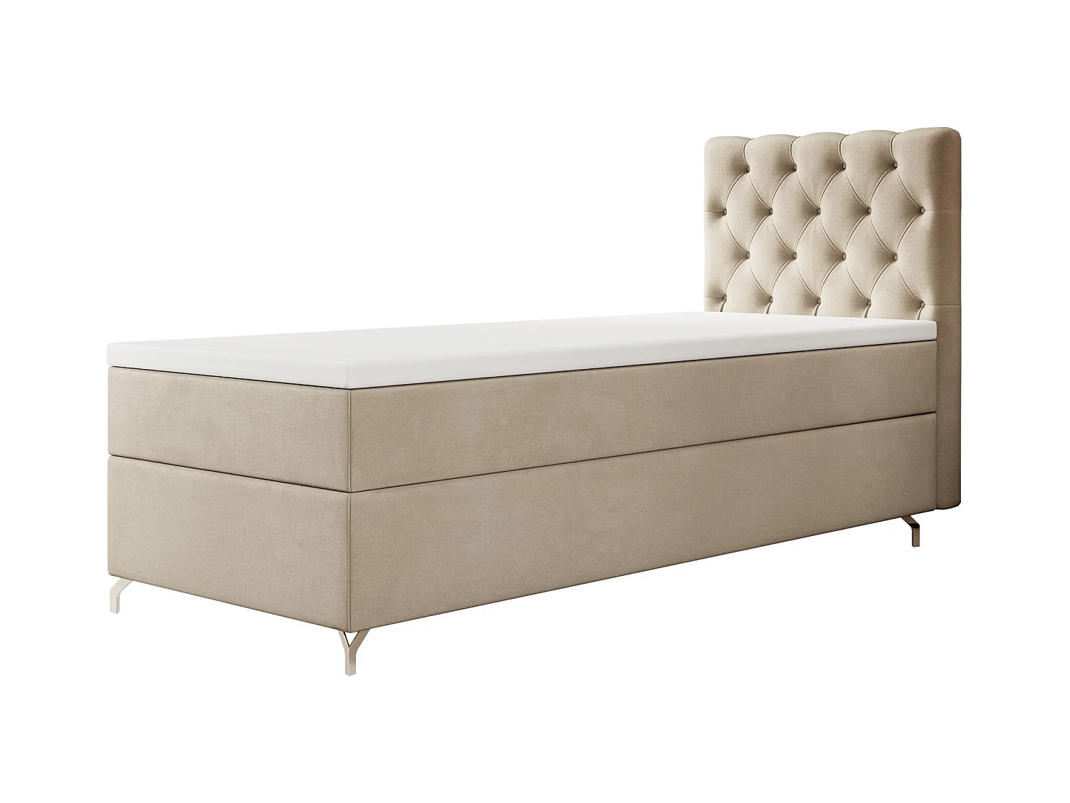 BOXBETT CHESTER 90x200 Monolith 02 avec matelas H3 et surmatelas lit avec coffre, lit simple, lit d'hôtel, chambre, avec rangement