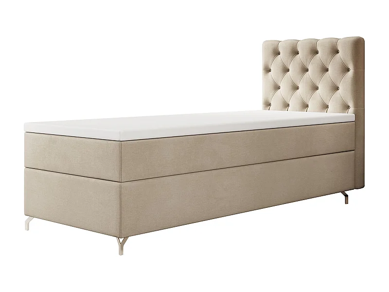 BOXBETT CHESTER 90x200 Monolith 02 met matras H3 en topper bed met opbergruimte, eenpersoonsbed, hotelbed, slaapkamer, met bergruimte