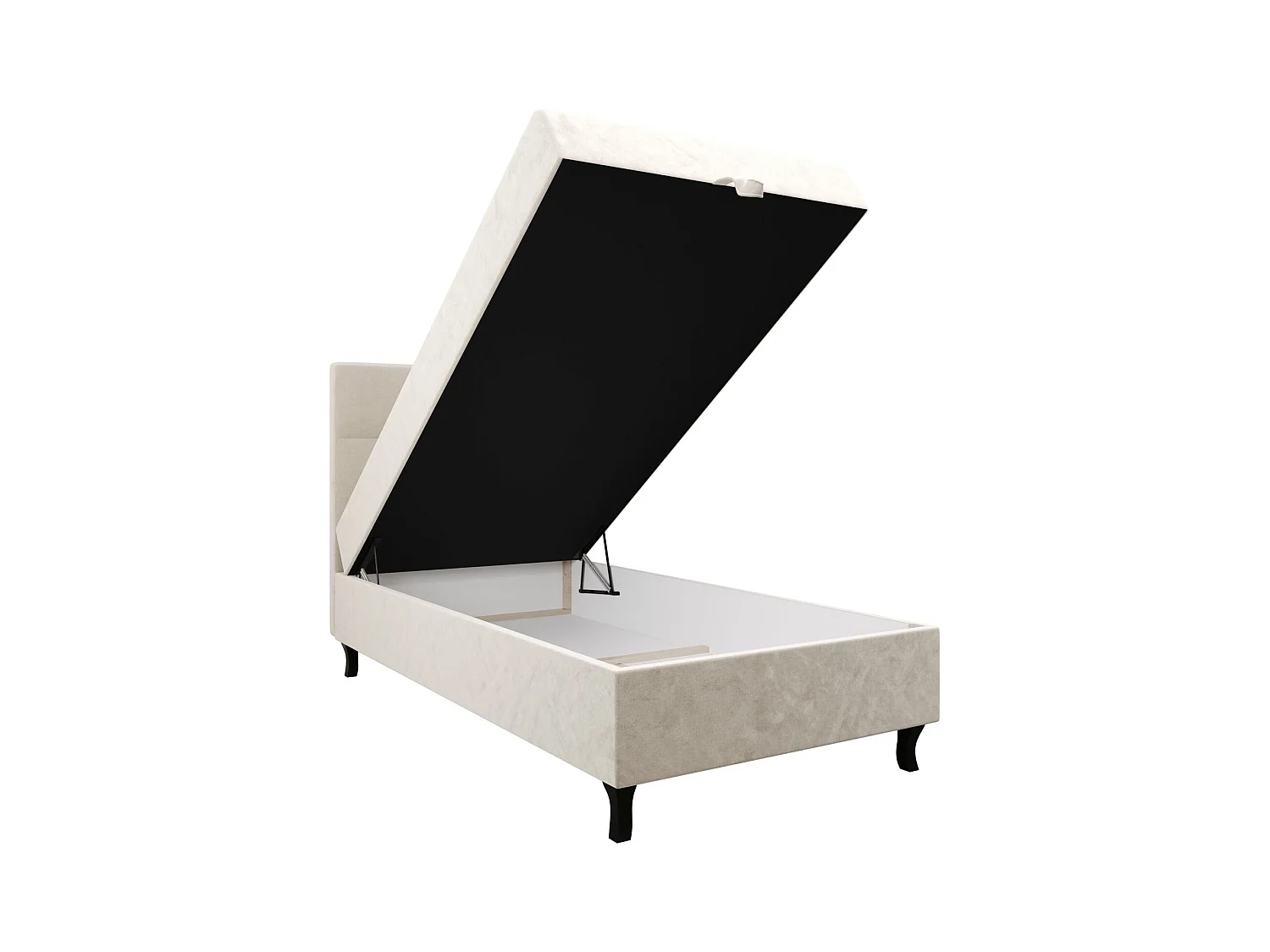BEDANTE Lit Boxspring LIMBA 80x200 Monolith 02 Crème Lit avec coffre Lit simple Lit d’hôtel Surmatelas Matelas Chambre Espace de rangement