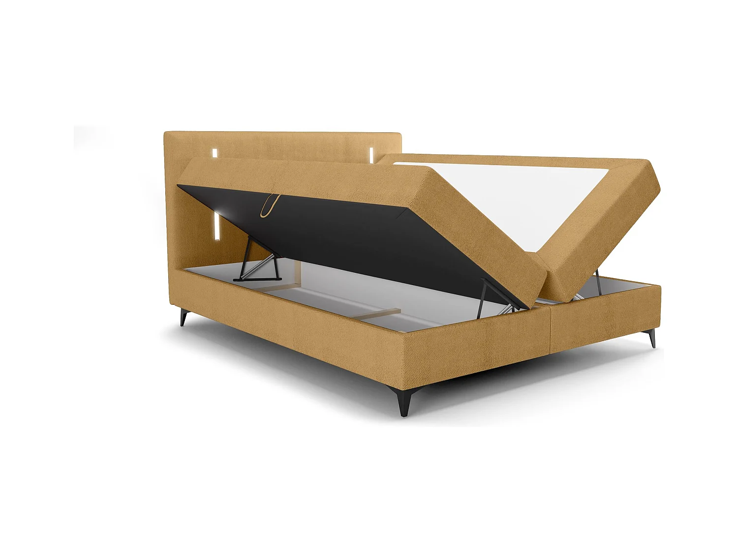 BEDANTE lit boxspring ONO 140x200 CURIO 48 orange lit coffre de lit lit double lit d'hôtel surmatelas matelas chambre à coucher rangement