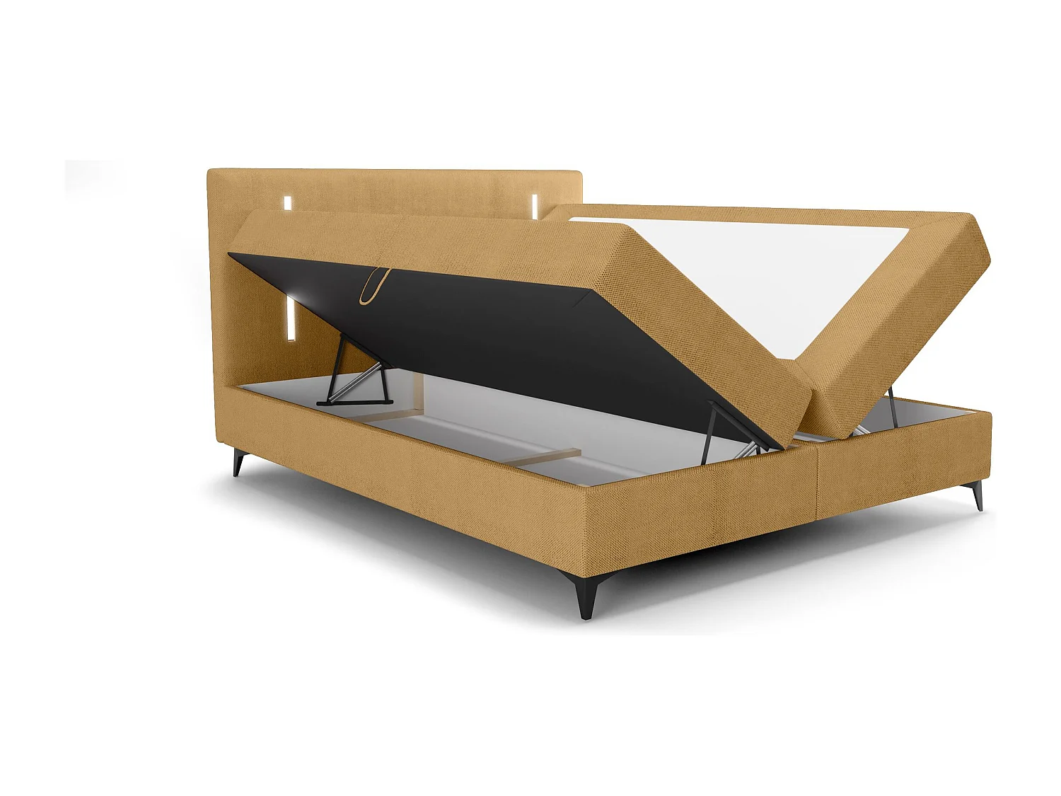 BEDANTE lit boxspring ONO 140x200 CURIO 48 orange lit coffre de lit lit double lit d'hôtel surmatelas matelas chambre à coucher rangement