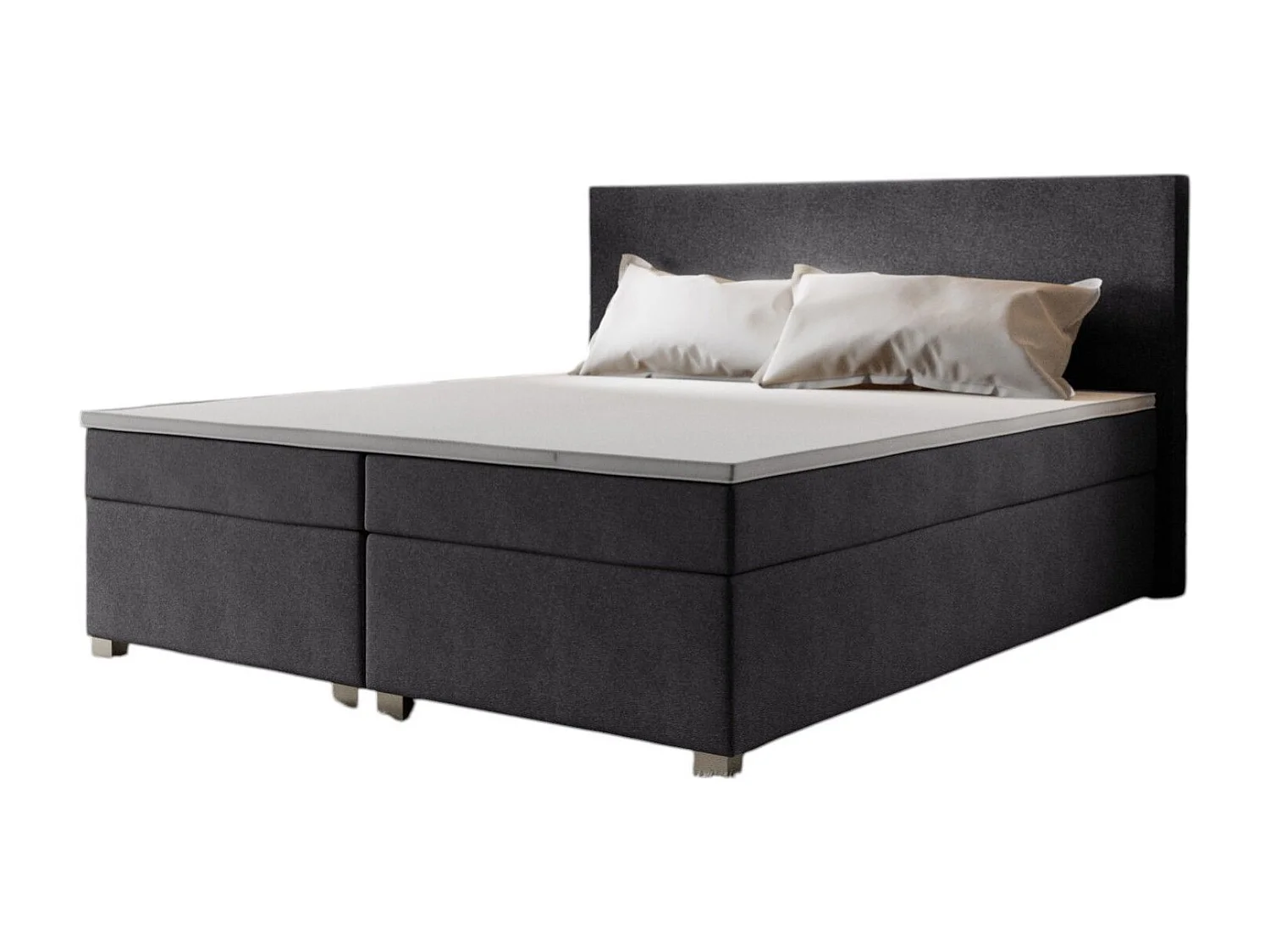 BEDANTE Boxspringbett SIMPLE 160x200 COSMIC 97 Grau Bett Bettkasten Ehebett Hotelbett Topper Matratze Schlafzimmer Stauraum
