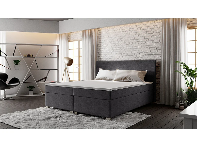 BEDANTE Boxspringbett SIMPLE 140x200 COSMIC 97 Grau Bett Bettkasten Ehebett Hotelbett Topper Matratze Schlafzimmer Stauraum