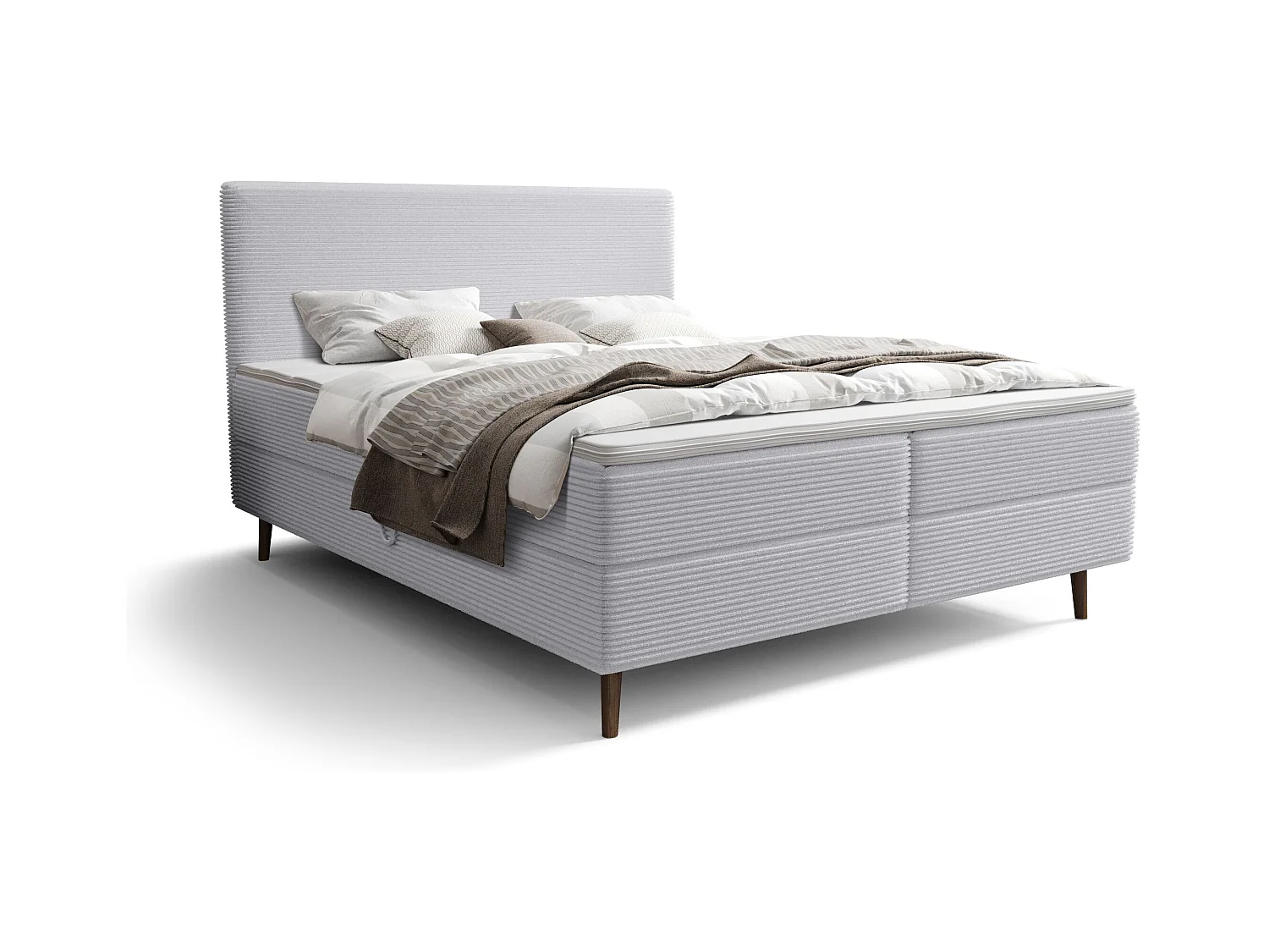 BEDANTE lit boxspring NARA 140x200 POSO 110 gris clair lit coffre de lit lit double lit d'hôtel surmatelas matelas chambre à coucher rangement