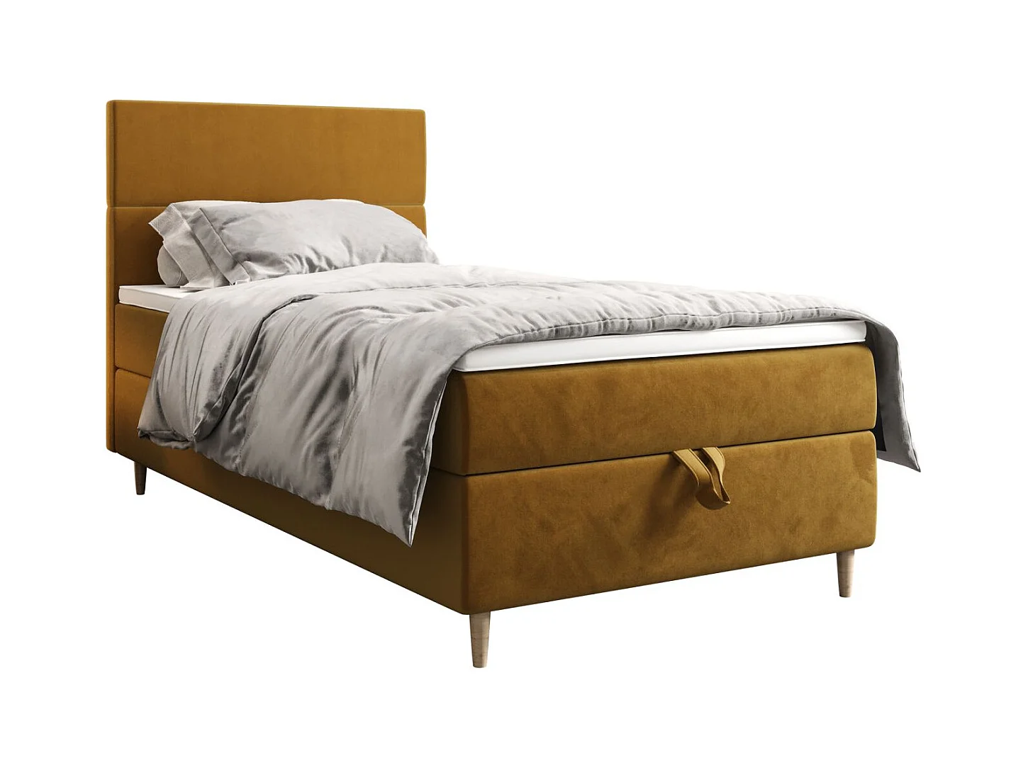 BEDANTE Lit boxspring FLO 80x200 Itaka 33 Orange Lit Coffre Lit simple Lit d'hôtel Surmatelas Matelas Chambre Rangement