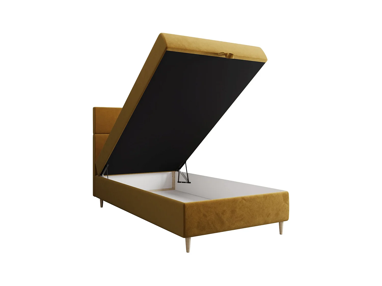 BEDANTE Lit boxspring FLO 80x200 Itaka 33 Orange Lit Coffre Lit simple Lit d'hôtel Surmatelas Matelas Chambre Rangement