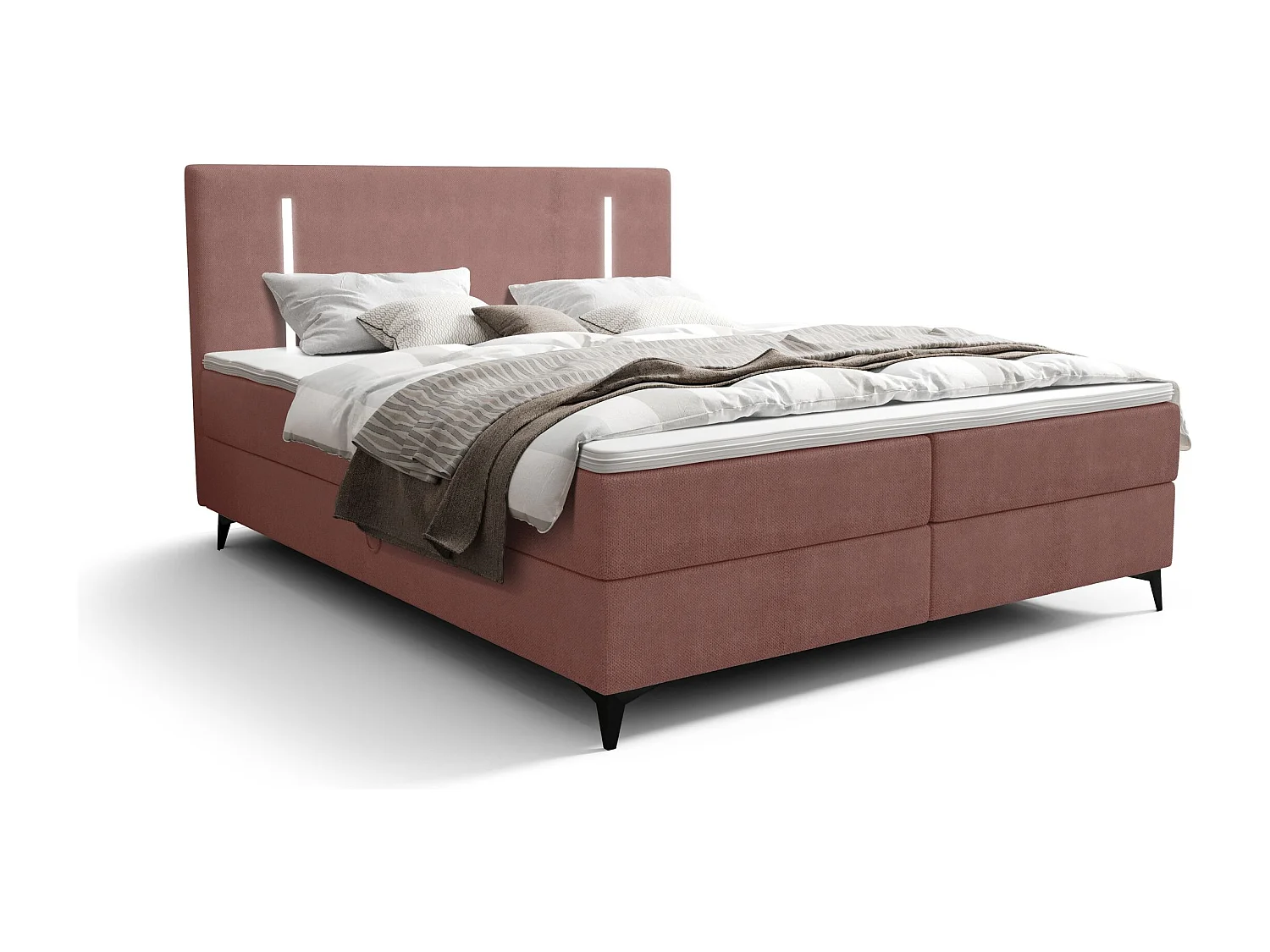 BEDANTE lit boxspring ONO 180x200 CURIO 63 rose lit coffre de lit lit double lit d'hôtel surmatelas matelas chambre à coucher rangement