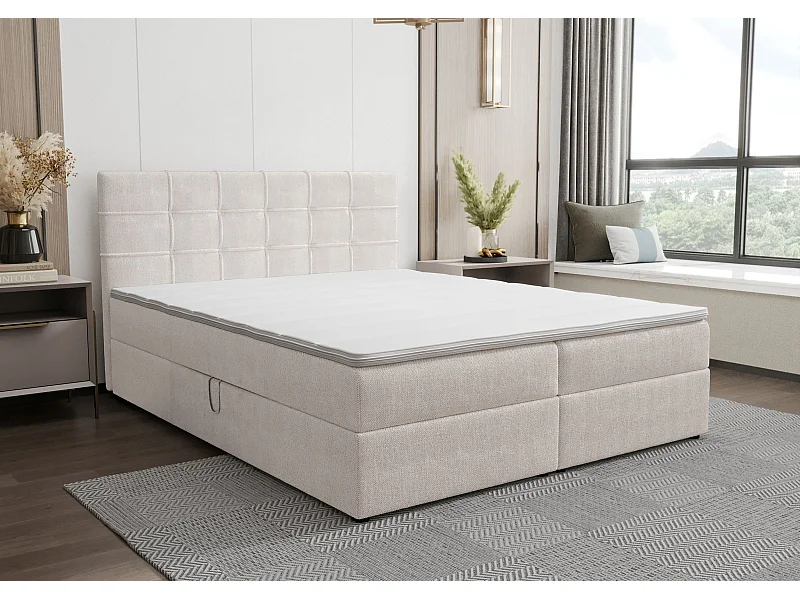 BEDANTE Boxspringbett KIDA 180x200 Curio 02 Creme Bett Bettkasten Ehebett Hotelbett Schlafzimmer Topper Matratze Stauraum