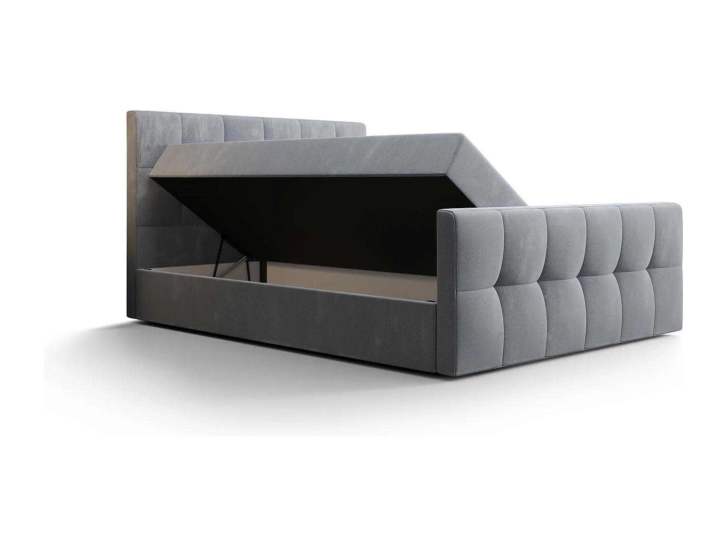 BEDANTE Boxspringbett MANHATTAN 140x200 Monolith 92 Grau Bett Bettkasten Ehebett Hotelbett Topper Matratze Schlafzimmer Stauraum