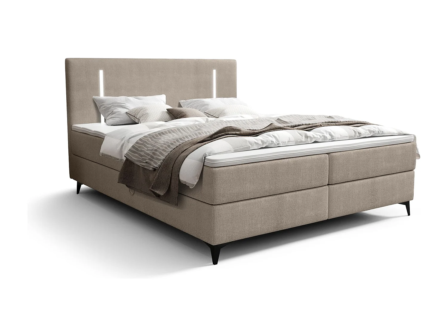 BEDANTE lit boxspring ONO 140x200 CURIO 11 marron lit coffre de lit lit double lit d'hôtel surmatelas matelas chambre à coucher rangement