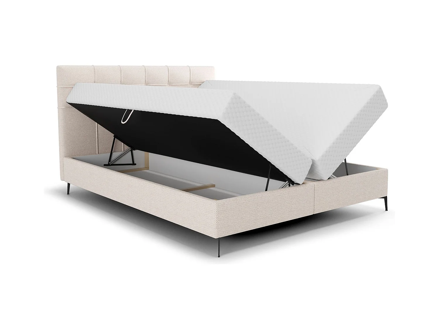 BEDANTE Lit boxspring INAO 160x200 ARAGON 03 Lit Coffre Lit double Lit d’hôtel Surmatelas Matelas Chambre à coucher Rangement
