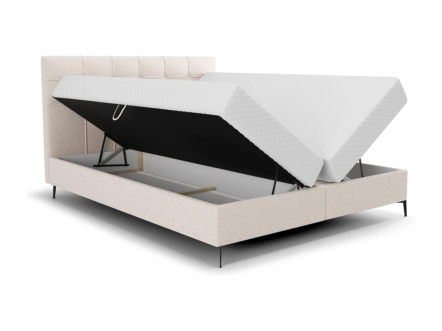 BEDANTE Boxspringbett INAO 160x200 ARAGON 03 Beige Bett Bettkasten Ehebett Hotelbett Topper Matratze Schlafzimmer Stauraum