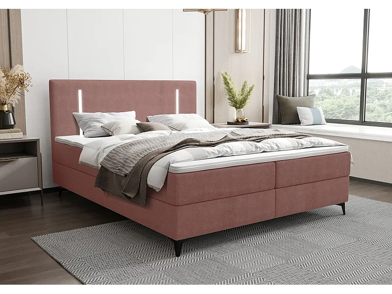 BEDANTE Boxspringbett ONO 140x200 CURIO 63 Rosa Bett Bettkasten Ehebett Hotelbett Topper Matratze Schlafzimmer Stauraum