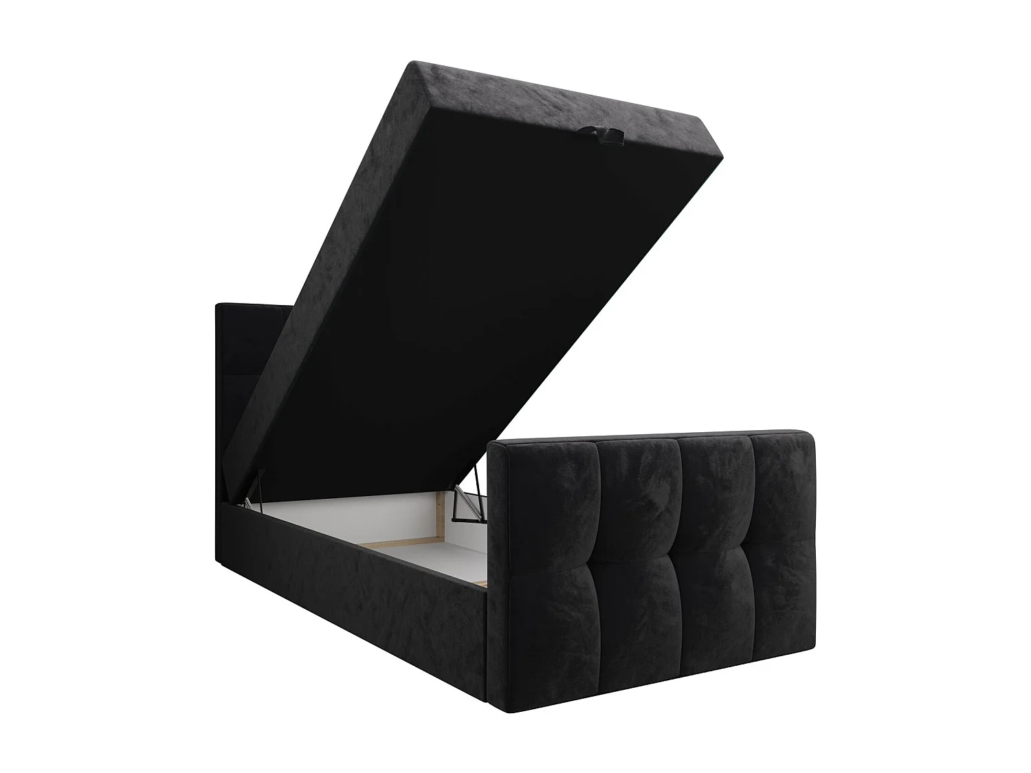 BEDANTE Lit Boxspring MANHATTAN 80x200 Monolith 97 Gris foncé Lit avec coffre Lit simple Lit d’hôtel Surmatelas Matelas Chambre Espace de rangement