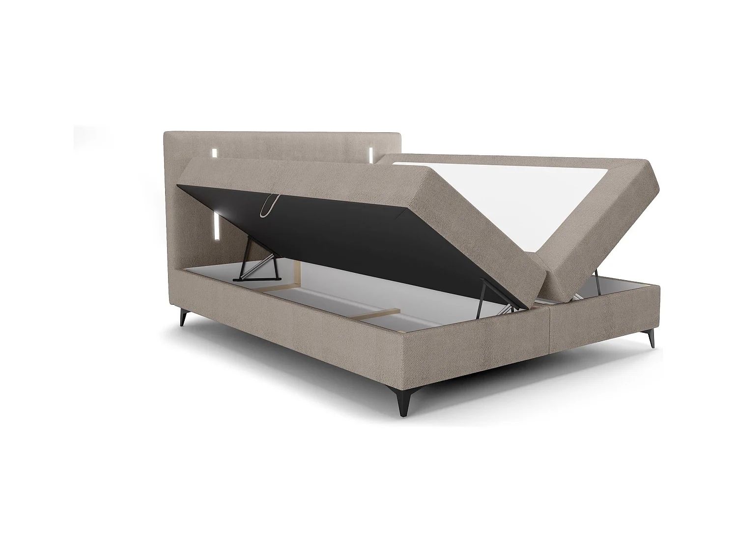 BEDANTE lit boxspring ONO 160x200 CURIO 11 marron lit coffre de lit lit double lit d'hôtel surmatelas matelas chambre à coucher rangement