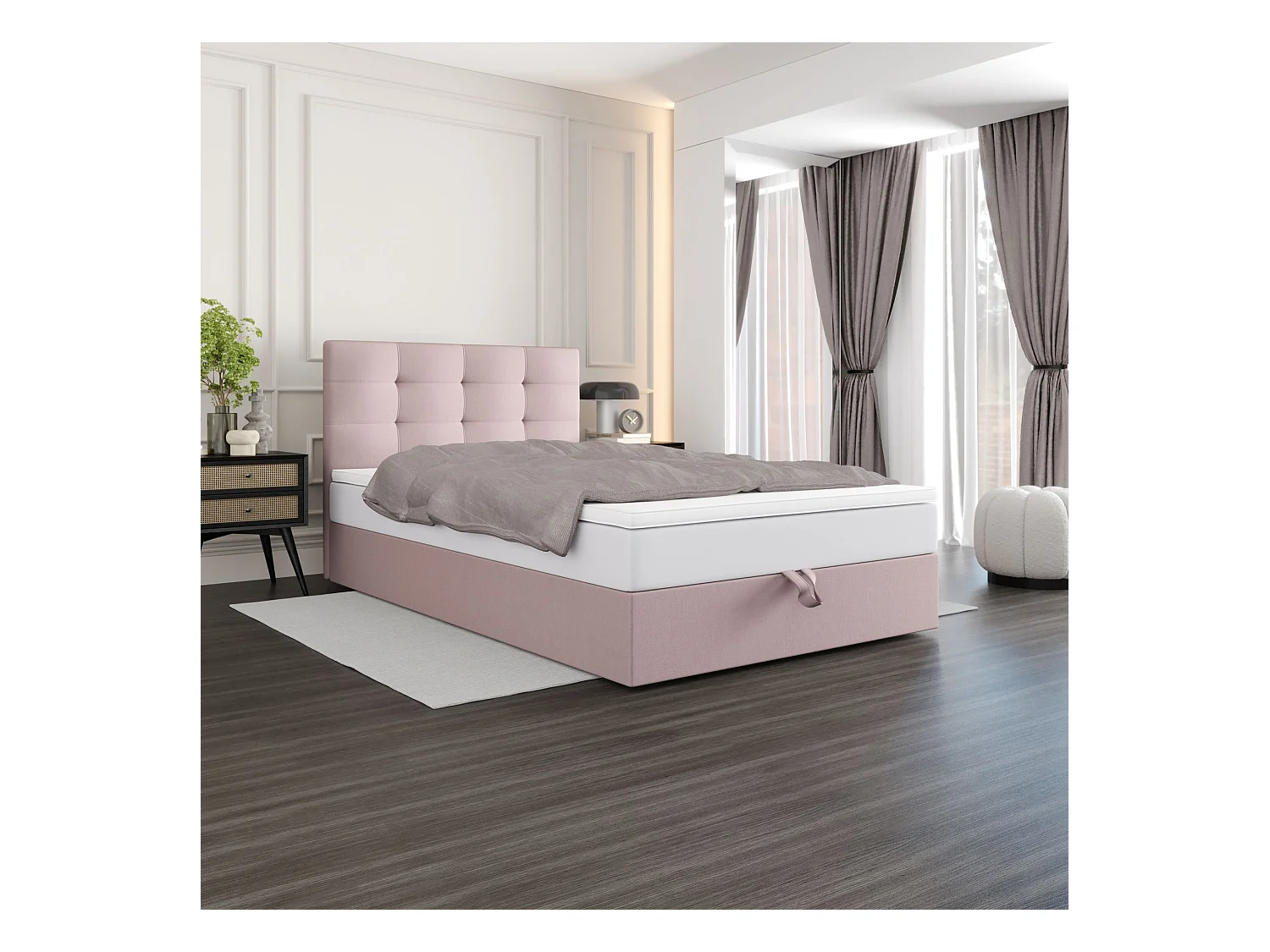 BEDANTE lit boxspring DUO 1 80x200 Cosmic 14 rose lit avec coffre lit double lit d’hôtel surmatelas matelas chambre espace de rangement