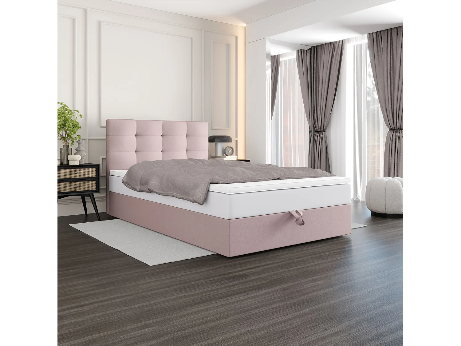 BEDANTE lit boxspring DUO 1 80x200 Cosmic 14 rose lit avec coffre lit double lit d’hôtel surmatelas matelas chambre espace de rangement