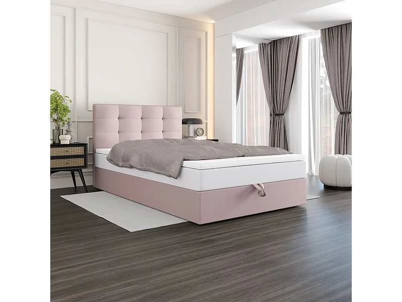 BEDANTE lit boxspring DUO 1 80x200 Cosmic 14 rose lit avec coffre lit double lit d’hôtel surmatelas matelas chambre espace de rangement