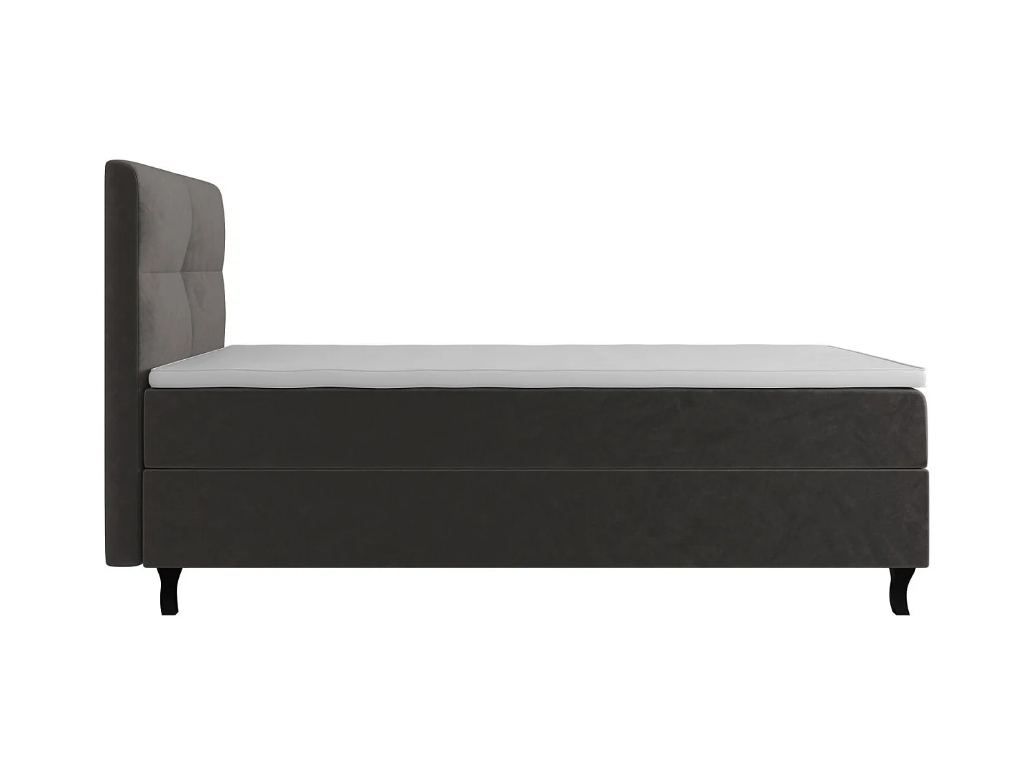 BEDANTE Lit Boxspring LIMBA 80x200 Monolith 92 Gris Lit avec coffre Lit simple Lit d’hôtel Surmatelas Matelas Chambre Espace de rangement