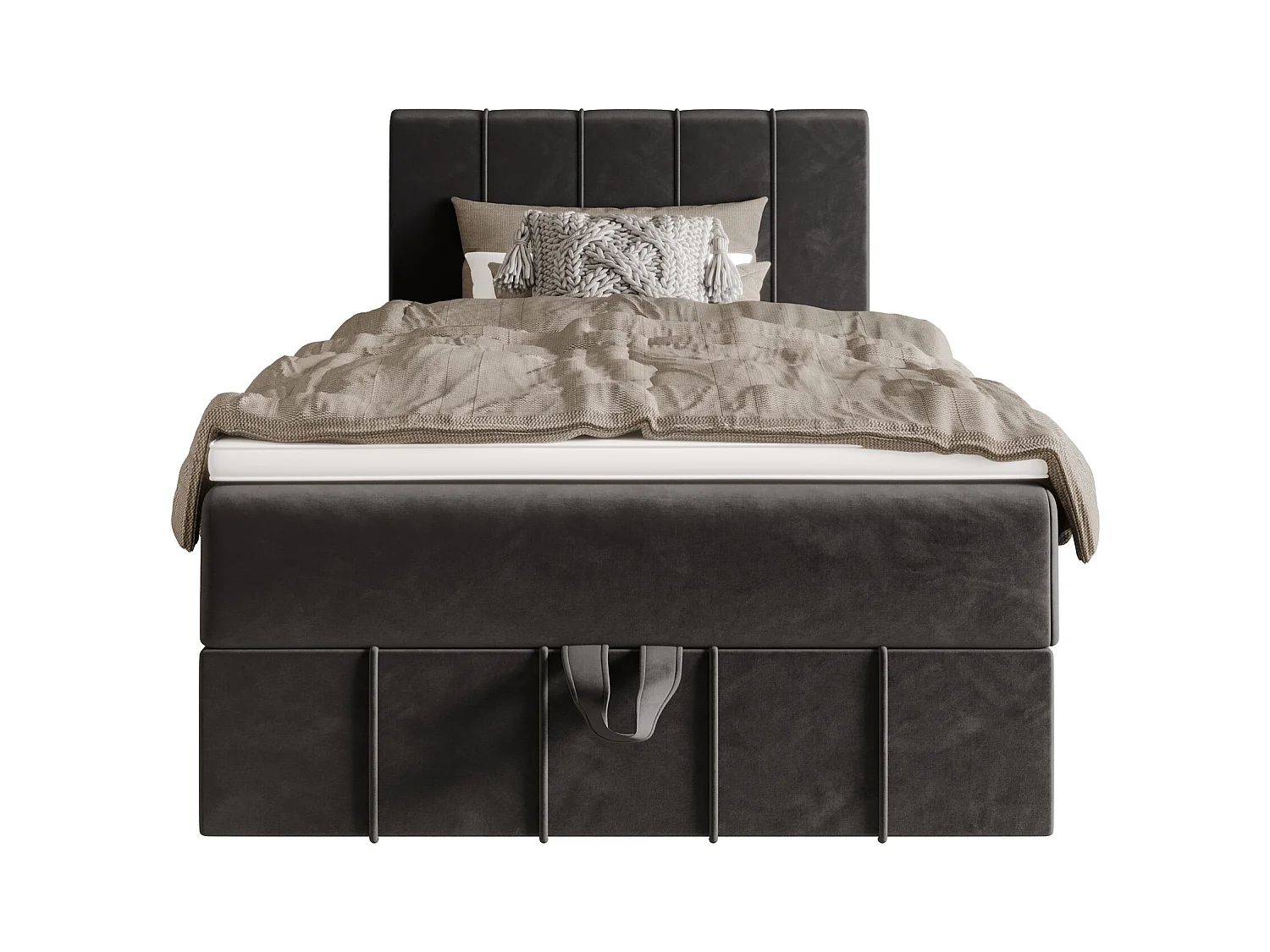 BEDANTE lit boxspring BAHAMA 80x200 Monolith 92 gris lit avec coffre lit simple lit d’hôtel surmatelas matelas chambre espace de rangement