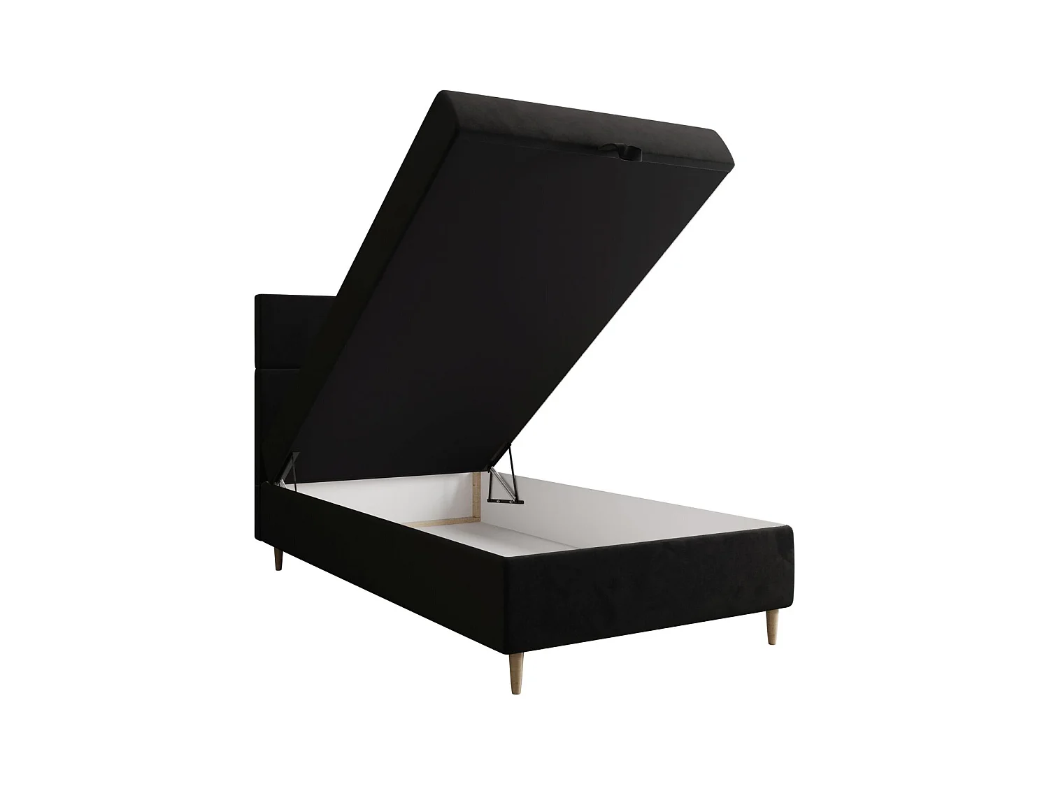 BEDANTE Lit boxspring FLO 80x200 Itaka 15 Noir Lit Coffre Lit simple Lit d'hôtel Surmatelas Matelas Chambre Rangement
