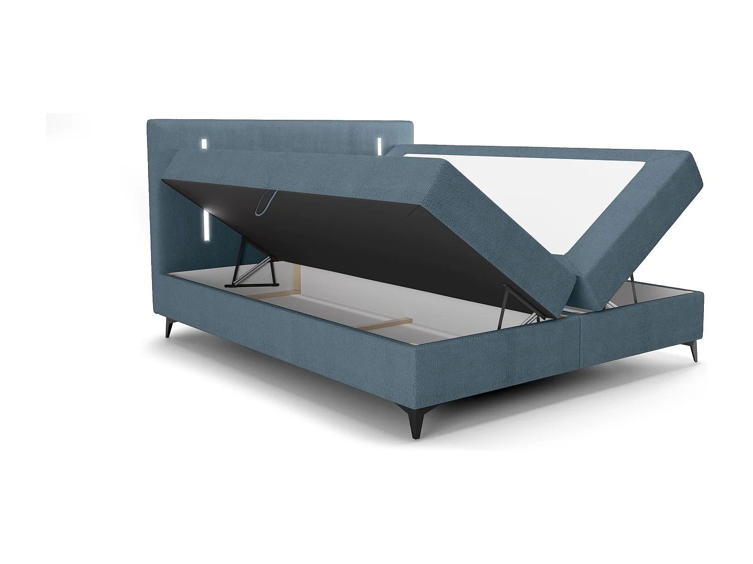 BEDANTE lit boxspring ONO 180x200 CURIO 74 bleu lit coffre de lit lit double lit d'hôtel surmatelas matelas chambre à coucher rangement