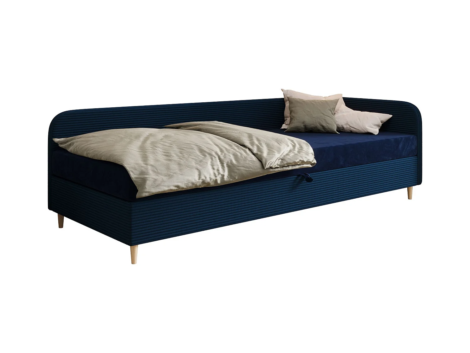 BEDANTE lit MIKO 100x200 RIVIERA 81+LINCOLN 77 bleu foncé lit lit junior lit simple lit d'hôtel matelas chambre à coucher rangement