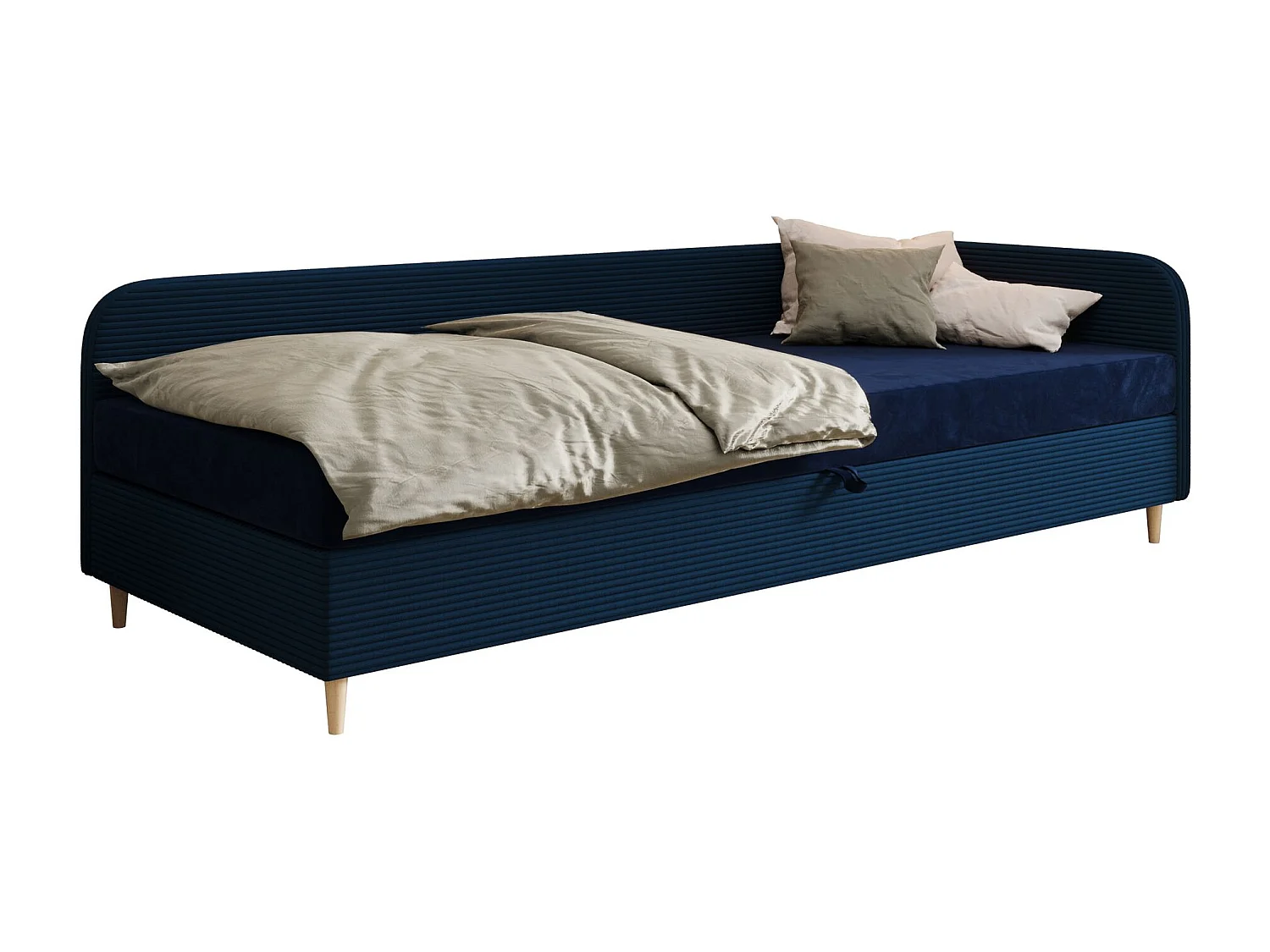 BEDANTE Bett MIKO 100x200 RIVIERA 81+LINCOLN 77 Dunkelblau Bett Jugendbett Einzelbett Hotelbett Matratze Schlafzimmer Stauraum