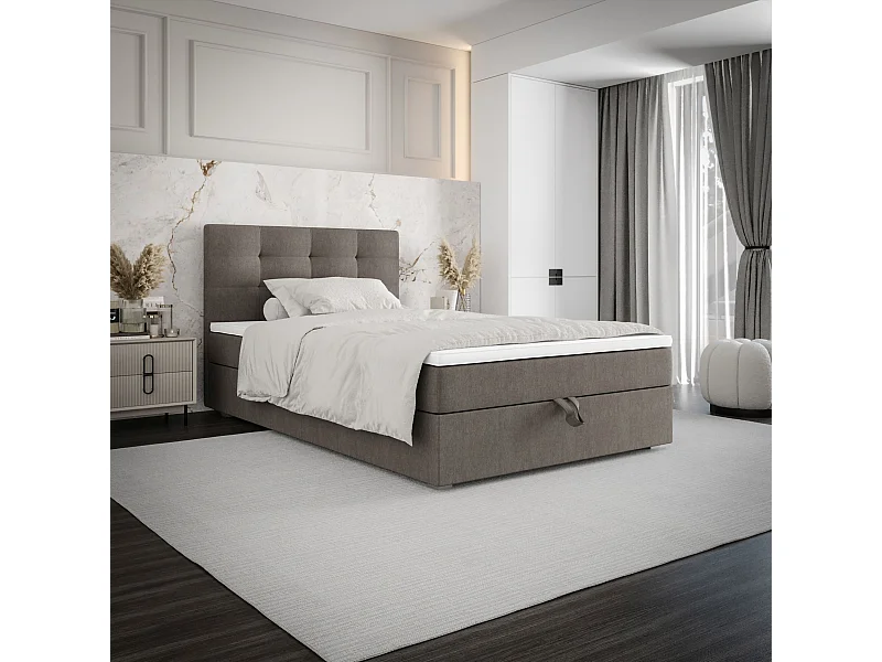 BEDANTE Lit boxspring FADO 2 80x200 Cosmic 03 Brun Lit Coffre Lit simple Lit d’hôtel