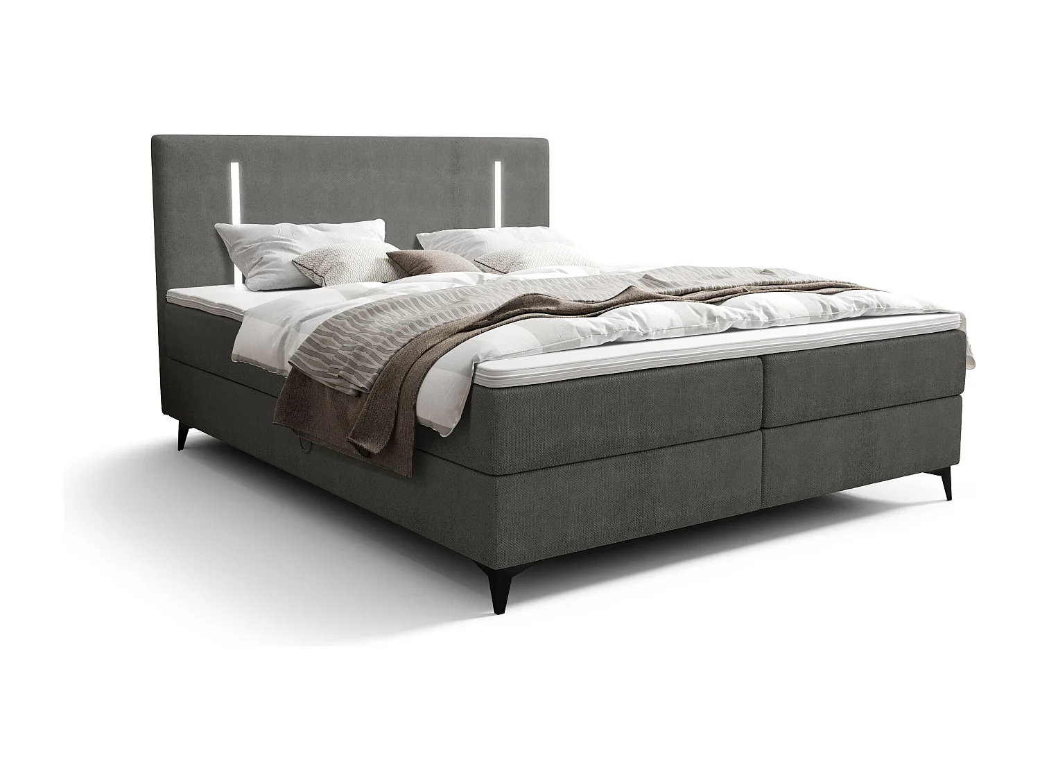 BEDANTE Boxspringbett ONO 180x200 CURIO 93 Grau Bett Bettkasten Ehebett Hotelbett Topper Matratze Schlafzimmer Stauraum