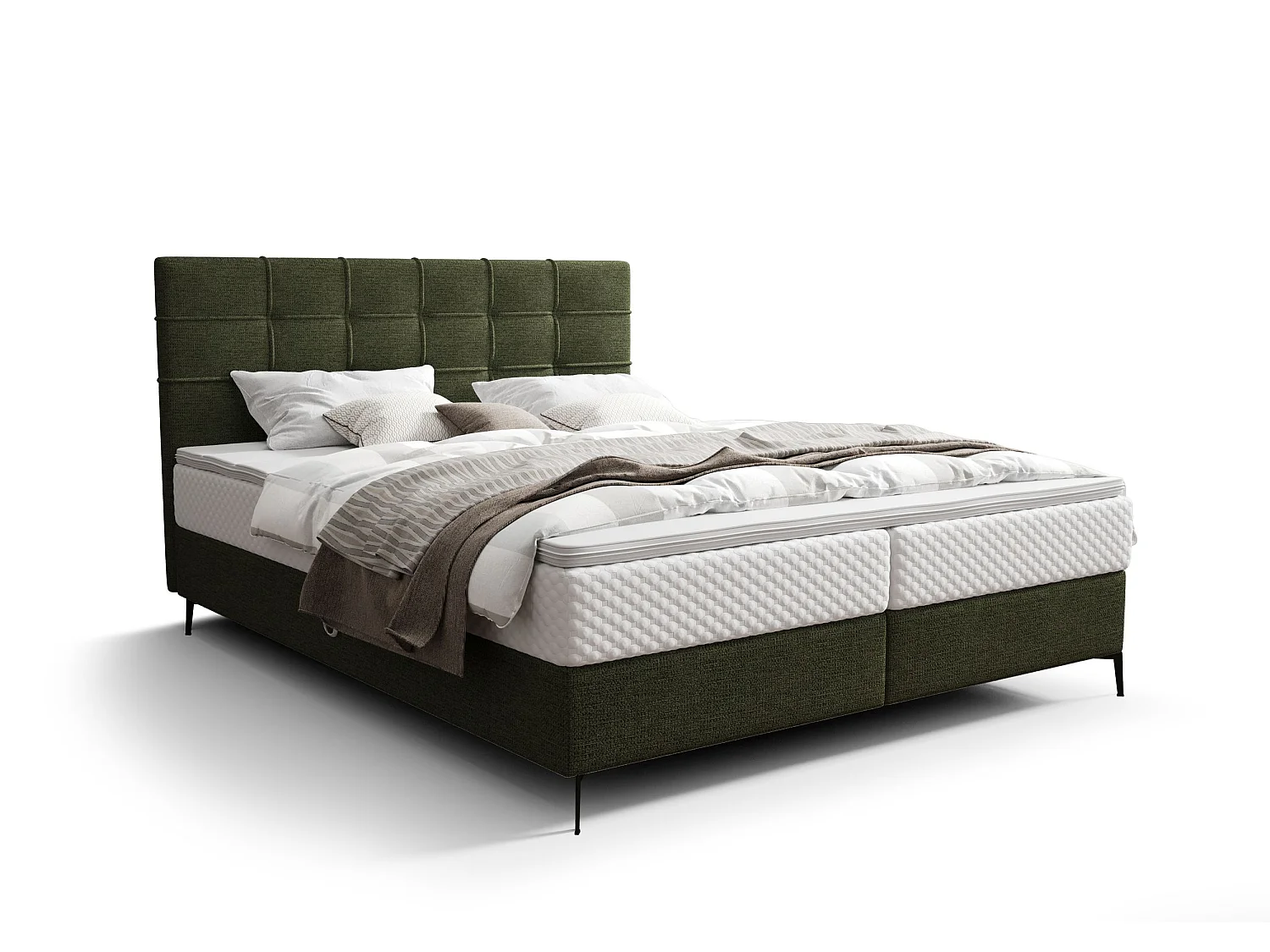 BEDANTE Boxspringbett INAO 140x200 ARAGON 39 Grün Bett Bettkasten Ehebett Hotelbett Topper Matratze Schlafzimmer Stauraum