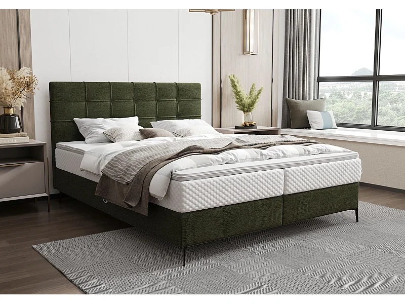 BEDANTE Boxspringbett INAO 140x200 ARAGON 39 Grün Bett Bettkasten Ehebett Hotelbett Topper Matratze Schlafzimmer Stauraum