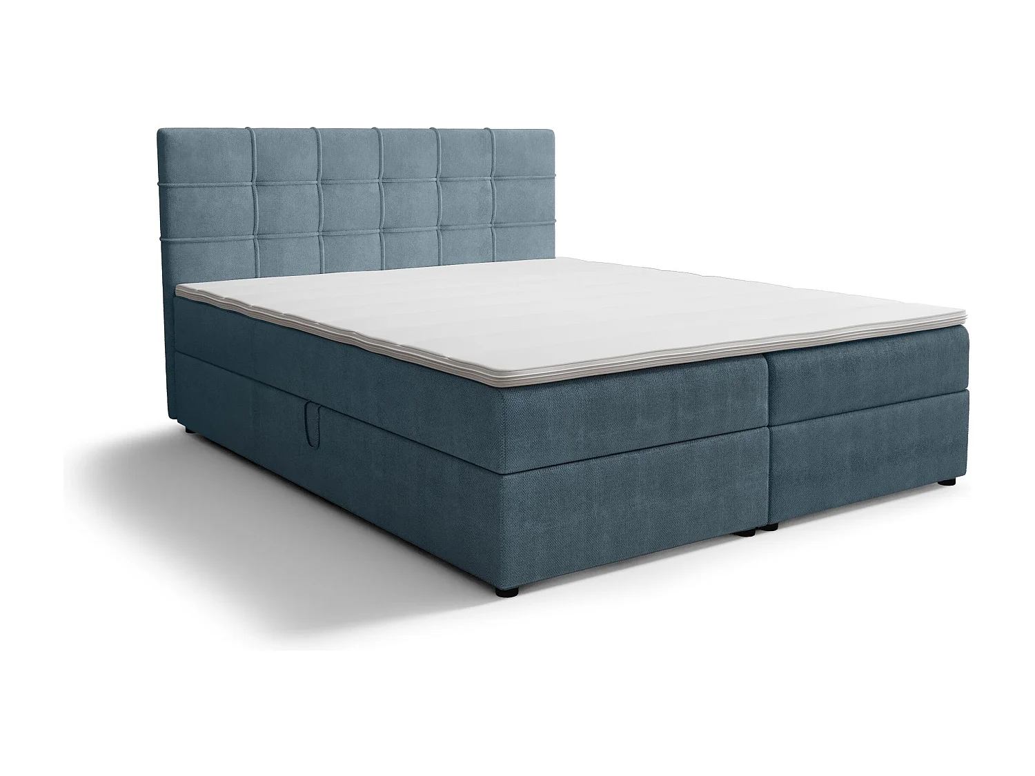 BEDANTE Lit boxspring KIDA 160x200 Curio 74 Bleu Lit Litkasten Lit double Lit d'hôtel Chambre à coucher Espace de rangement