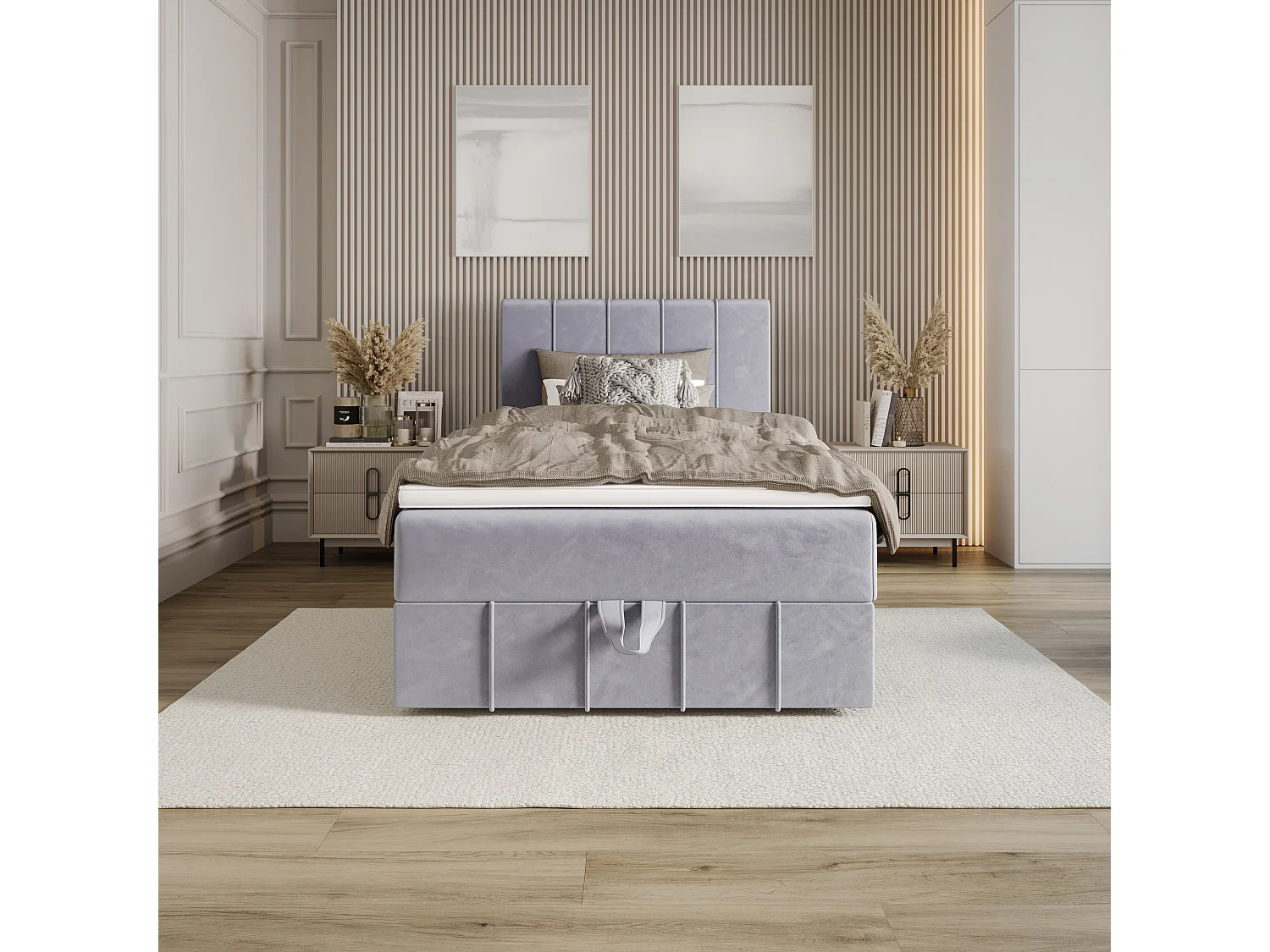 BEDANTE lit boxspring BAHAMA 80x200 Monolith 70 bleu clair lit avec coffre lit simple lit d’hôtel surmatelas matelas chambre espace de rangement