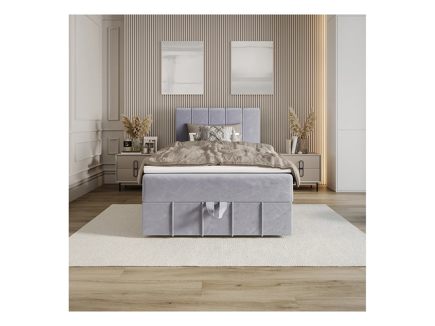 BEDANTE Boxspringbett BAHAMA 80x200 Monolith 70 Hellblau Bett Bettkasten Einzellbett Hotelbett Topper Matratze Schlafzimmer Stauraum
