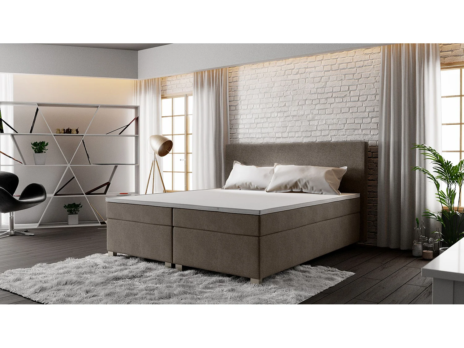 BEDANTE Boxspringbett SIMPLE 180x200 COSMIC 03 Braun Bett Bettkasten Ehebett Hotelbett Topper Matratze Schlafzimmer Stauraum