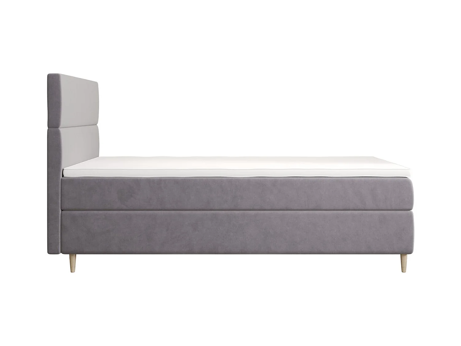 BEDANTE Lit boxspring FLO 80x200 Itaka 50 Gris clair Lit Coffre Lit simple Lit d'hôtel Surmatelas Matelas Chambre Rangement