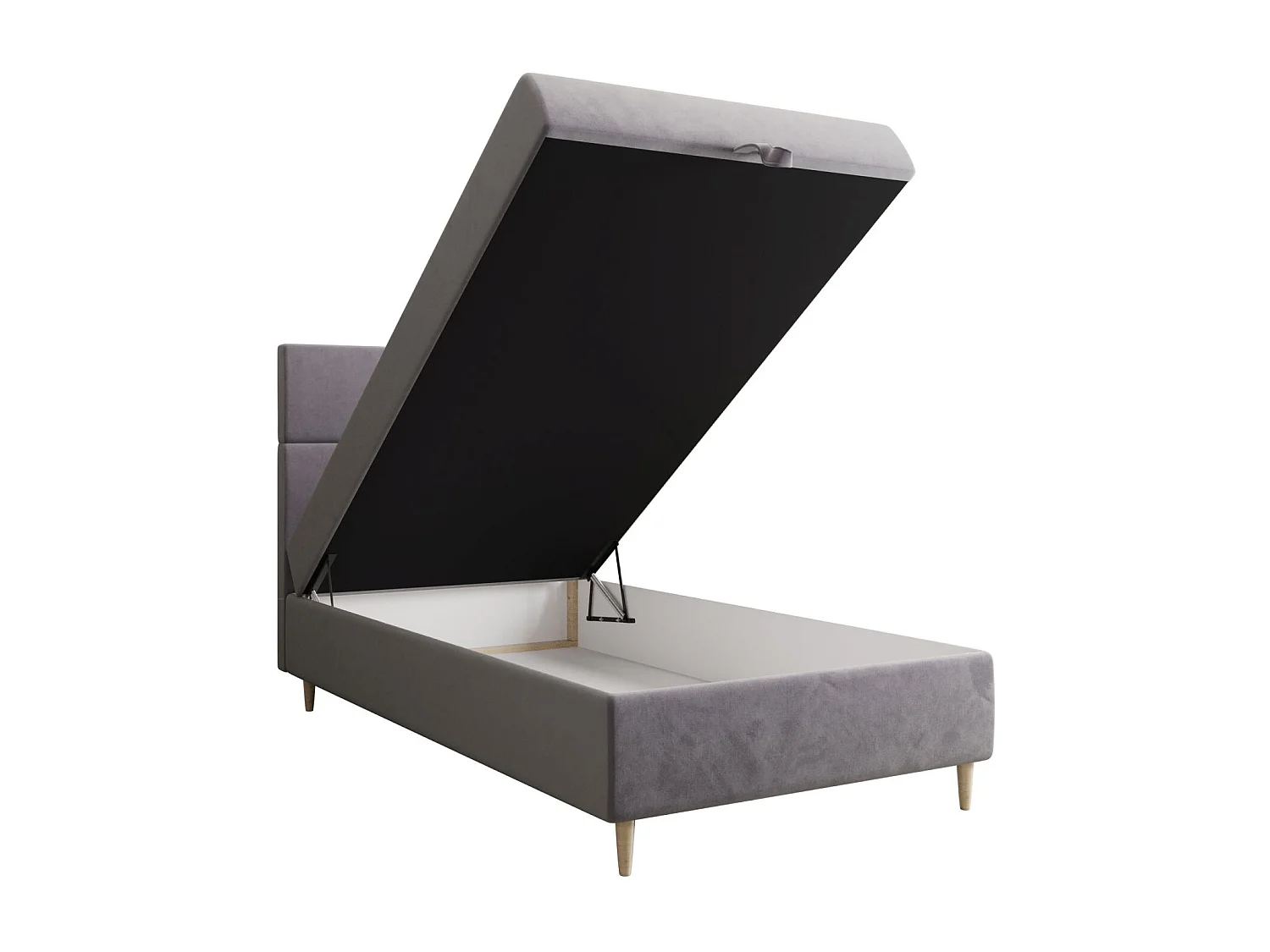 BEDANTE Boxspringbett FLO 80x200 Itaka 50 Hellgrau Bett Bettkasten Einzellbett Hotelbett Topper Matratze Schlafzimmer Stauraum