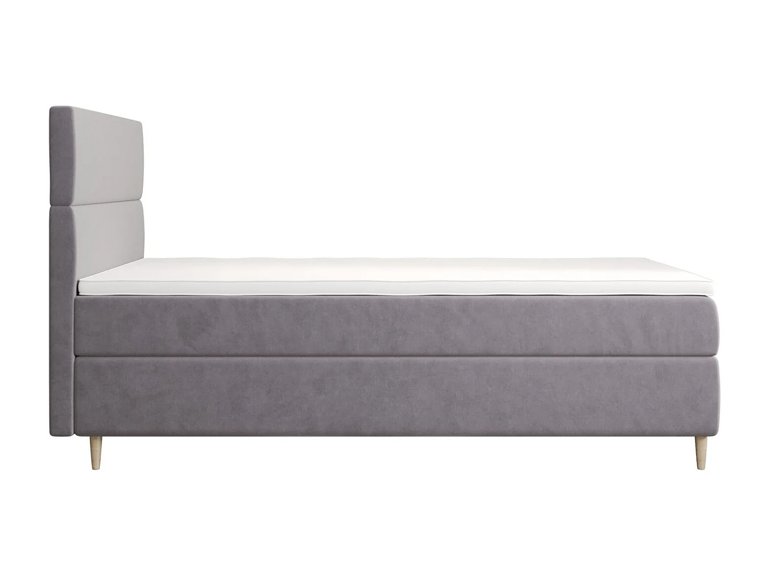 BEDANTE Boxspringbett FLO 80x200 Itaka 50 Hellgrau Bett Bettkasten Einzellbett Hotelbett Topper Matratze Schlafzimmer Stauraum