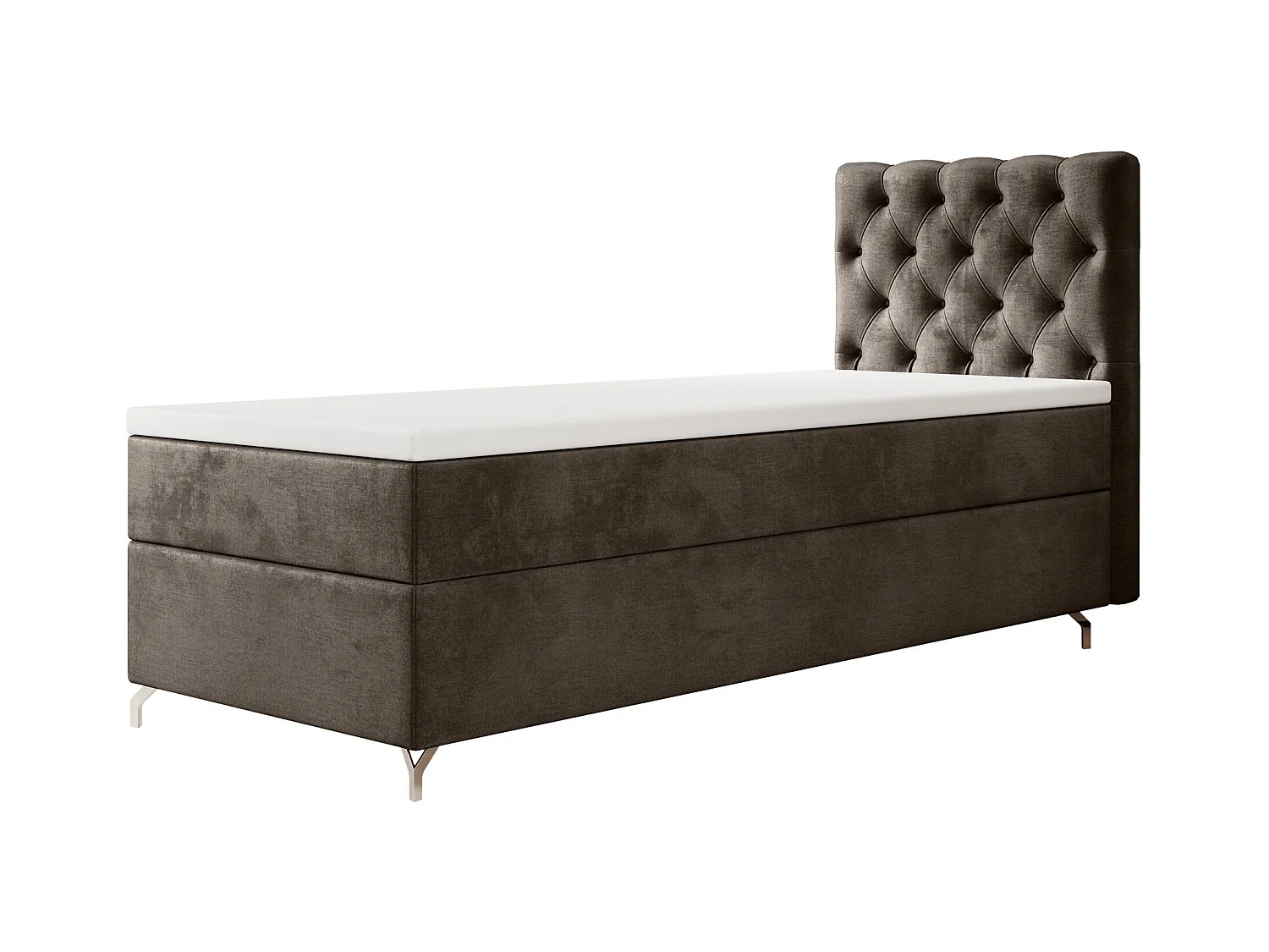 BEDANTE Boxspringbett CHESTER mit Matratze H3 und Topper 90x200 Monolith 15 Braun Bett Bettkasten Einzellbett Hotelbett Schlafzimmer Stauraum