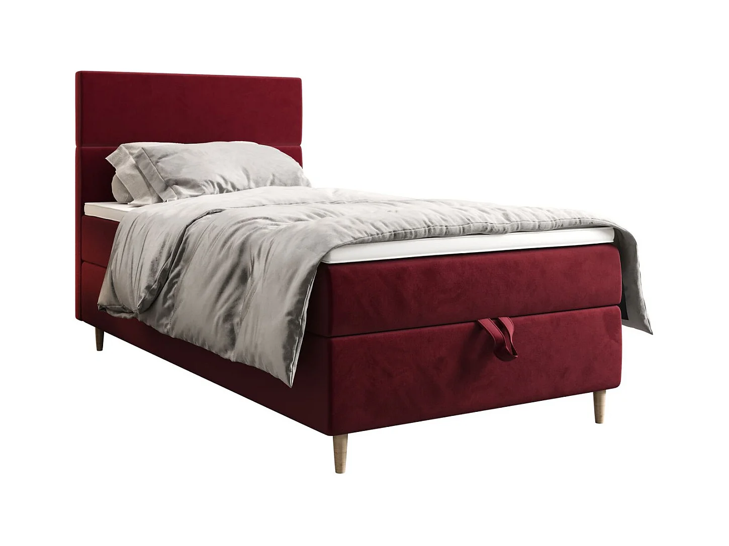 BEDANTE Lit boxspring FLO 80x200 Itaka 34 Rouge Lit Coffre Lit simple Lit d'hôtel Surmatelas Matelas Chambre Rangement