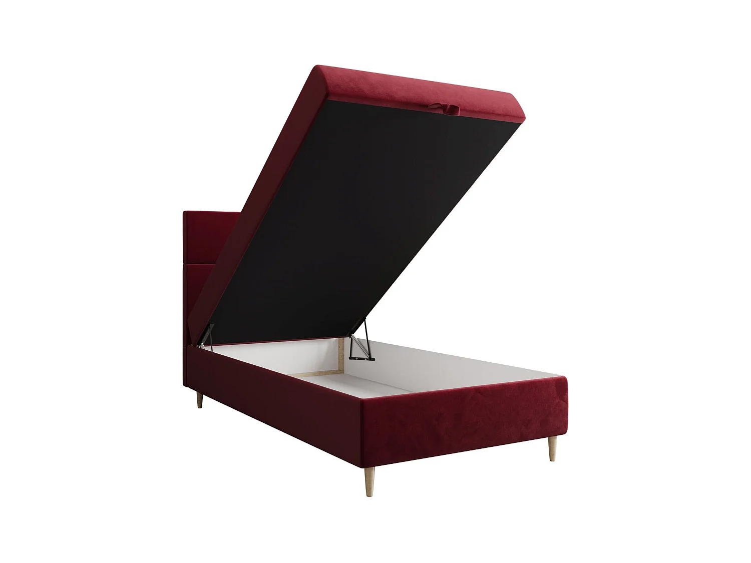 BEDANTE Lit boxspring FLO 80x200 Itaka 34 Rouge Lit Coffre Lit simple Lit d'hôtel Surmatelas Matelas Chambre Rangement