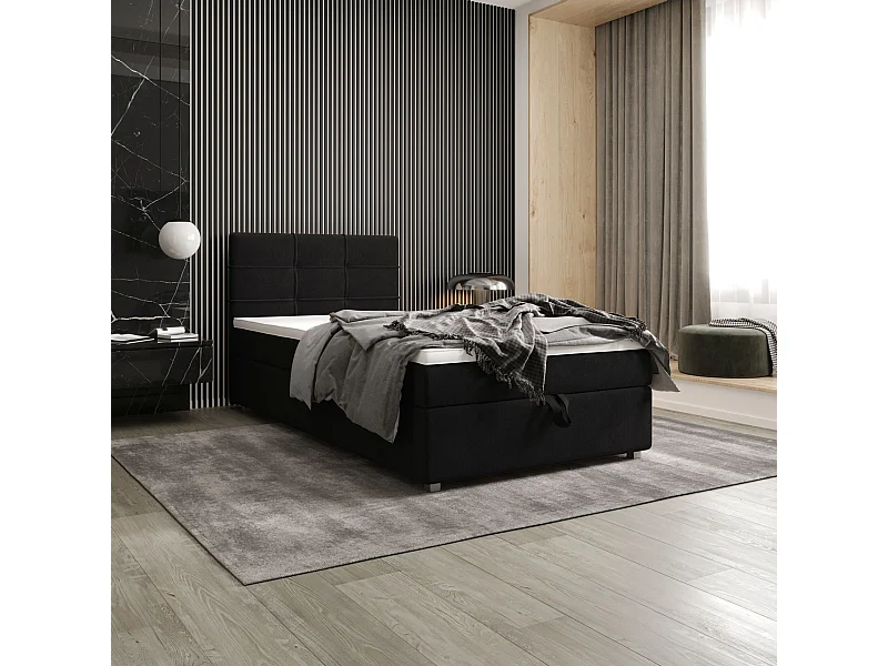 BEDANTE Boxspringbett FADO 22 80x200 Cosmic 100 Schwarz Bett Bettkasten Einzellbett Hotelbett Topper Matratze Schlafzimmer Stauraum