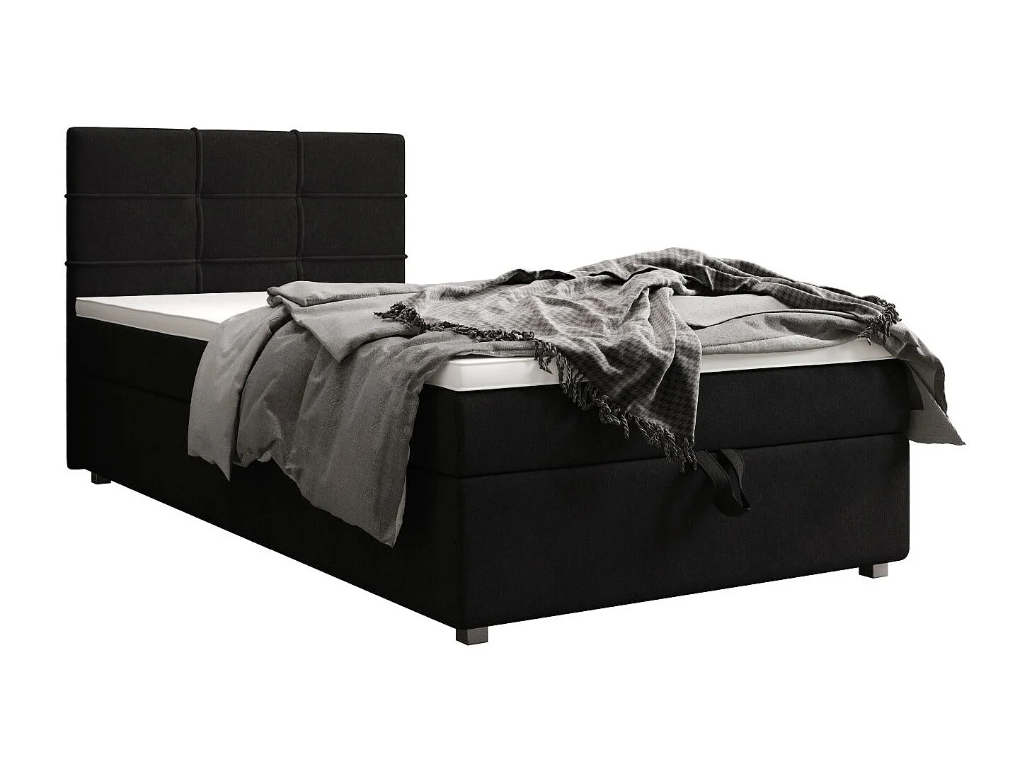 BEDANTE Boxspringbett FADO 22 80x200 Cosmic 100 Schwarz Bett Bettkasten Einzellbett Hotelbett Topper Matratze Schlafzimmer Stauraum