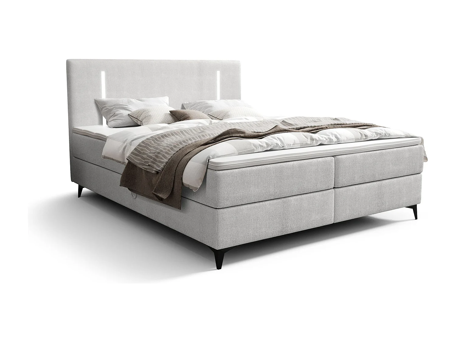 BEDANTE Boxspringbett ONO 180x200 CURIO 80 Hellgrau Bett Bettkasten Ehebett Hotelbett Topper Matratze Schlafzimmer Stauraum