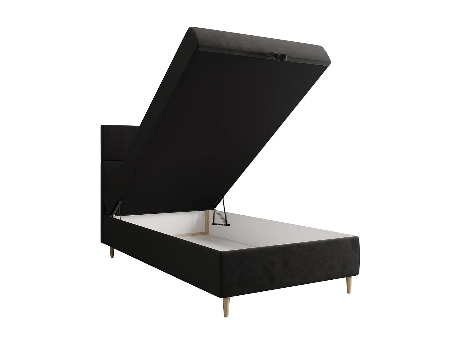BEDANTE Lit boxspring FLO 80x200 Itaka 27 Gris Lit Coffre Lit simple Lit d'hôtel Surmatelas Matelas Chambre Rangement
